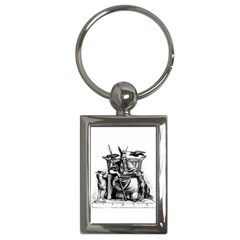 Odin On His Throne With Ravens Wolf On Black Stone Texture Key Chains (rectangle)  by snek