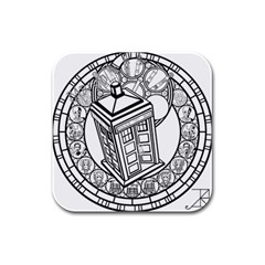 Bad Wolf Tardis Art Drawing Doctor Who Rubber Square Coaster (4 Pack)  by Sudhe