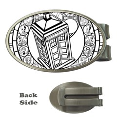 Bad Wolf Tardis Art Drawing Doctor Who Money Clips (oval)  by Sudhe