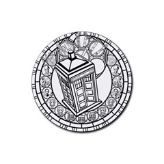 Bad Wolf Tardis Art Drawing Doctor Who Rubber Coaster (round)  by Sudhe