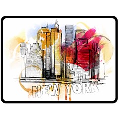New York City Skyline Vector Illustration Double Sided Fleece Blanket (large)  by Sudhe