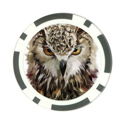 Vector Hand Painted Owl Poker Chip Card Guard by Sudhe
