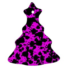 Black And Pink Leopard Style Paint Splash Funny Pattern Christmas Tree Ornament (two Sides) by yoursparklingshop