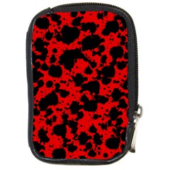 Black And Red Leopard Style Paint Splash Funny Pattern Compact Camera Leather Case by yoursparklingshop
