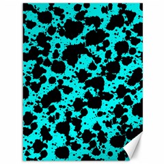 Bright Turquoise And Black Leopard Style Paint Splash Funny Pattern Canvas 36  X 48  by yoursparklingshop