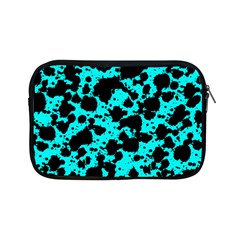 Bright Turquoise And Black Leopard Style Paint Splash Funny Pattern Apple Ipad Mini Zipper Cases by yoursparklingshop