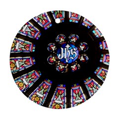 Rosette Stained Glass Window Church Ornament (round)