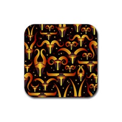Stylised Horns Black Pattern Rubber Coaster (square)  by HermanTelo