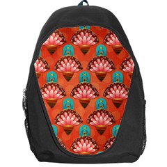 Background Floral Pattern Red Backpack Bag by HermanTelo