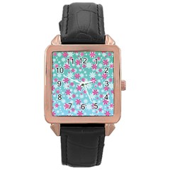 Background Frozen Fever Rose Gold Leather Watch 