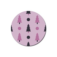 Christmas Tree Fir Den Rubber Coaster (round)  by HermanTelo