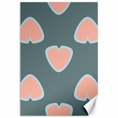 Hearts Love Blue Pink Green Canvas 12  X 18 