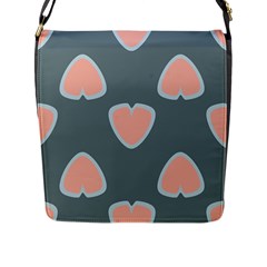 Hearts Love Blue Pink Green Flap Closure Messenger Bag (l)