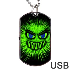 Monster Green Evil Common Dog Tag Usb Flash (two Sides) by HermanTelo