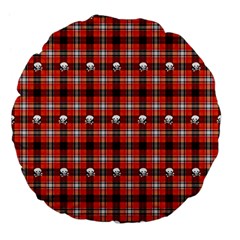Plaid Pattern Red Squares Skull Large 18  Premium Flano Round Cushions by HermanTelo