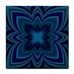 Blue Geometric Flower Dark Mirror Tile Coasters