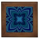 Blue Geometric Flower Dark Mirror Framed Tiles