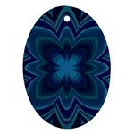 Blue Geometric Flower Dark Mirror Ornament (Oval)