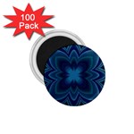 Blue Geometric Flower Dark Mirror 1.75  Magnets (100 pack) 