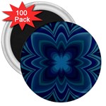 Blue Geometric Flower Dark Mirror 3  Magnets (100 pack)