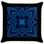Blue Geometric Flower Dark Mirror Throw Pillow Case (Black)