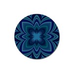 Blue Geometric Flower Dark Mirror Magnet 3  (Round)