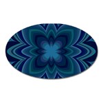 Blue Geometric Flower Dark Mirror Oval Magnet