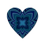 Blue Geometric Flower Dark Mirror Heart Magnet
