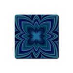 Blue Geometric Flower Dark Mirror Square Magnet