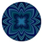 Blue Geometric Flower Dark Mirror Magnet 5  (Round)