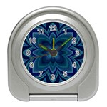 Blue Geometric Flower Dark Mirror Travel Alarm Clock