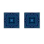 Blue Geometric Flower Dark Mirror Cufflinks (Square)