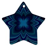 Blue Geometric Flower Dark Mirror Star Ornament (Two Sides)