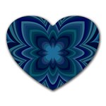 Blue Geometric Flower Dark Mirror Heart Mousepads