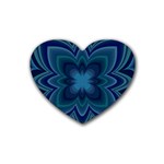 Blue Geometric Flower Dark Mirror Rubber Coaster (Heart) 