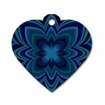 Blue Geometric Flower Dark Mirror Dog Tag Heart (One Side)