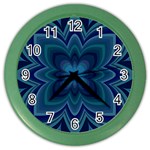Blue Geometric Flower Dark Mirror Color Wall Clock