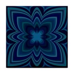 Blue Geometric Flower Dark Mirror Face Towel