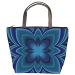 Blue Geometric Flower Dark Mirror Bucket Bag