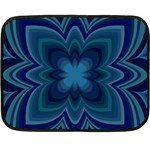 Blue Geometric Flower Dark Mirror Fleece Blanket (Mini)