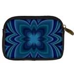 Blue Geometric Flower Dark Mirror Digital Camera Leather Case Back
