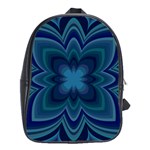 Blue Geometric Flower Dark Mirror School Bag (Large)