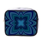 Blue Geometric Flower Dark Mirror Mini Toiletries Bag (One Side)