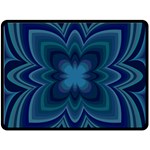 Blue Geometric Flower Dark Mirror Fleece Blanket (Large) 