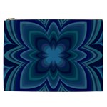 Blue Geometric Flower Dark Mirror Cosmetic Bag (XXL)