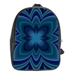Blue Geometric Flower Dark Mirror School Bag (XL)