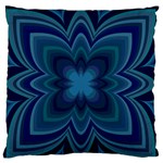 Blue Geometric Flower Dark Mirror Standard Flano Cushion Case (One Side)