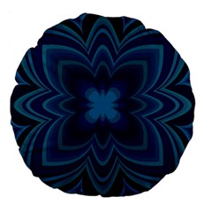 Blue Geometric Flower Dark Mirror Large 18  Premium Flano Round Cushions
