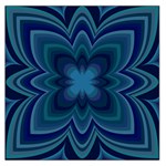 Blue Geometric Flower Dark Mirror Large Satin Scarf (Square)