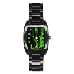 Smoke Flame Abstract Green Stainless Steel Barrel Watch by HermanTelo